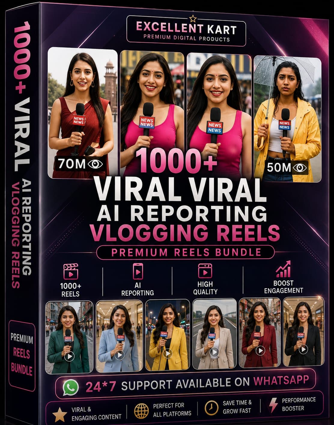 1000+ Viral AI Reporting Vlogging Reels bundle