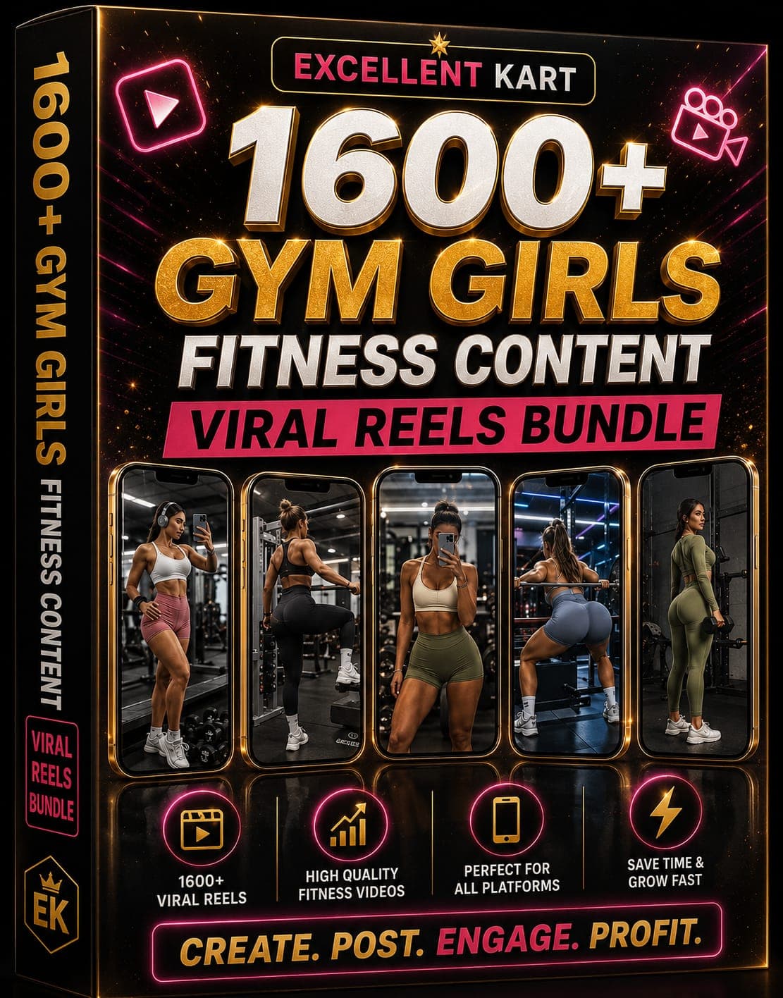 1600+ Gym Girls Fitness Content viral reels bundle